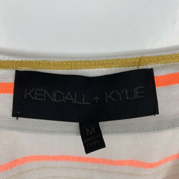 Kendall + Kylie Womens Tie Front Colorblock Stripe Jumpsuit V Neck NWOT Size M - Picture 8 of 10